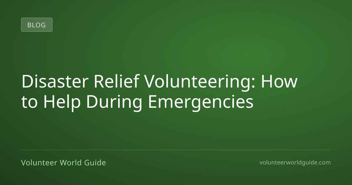 Disaster Relief Volunteering: How to Help During Emergencies ...